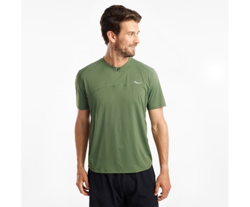 Tenis Saucony Zipline Short Sleeve Hombre Tops Ropa Bronze Verde México MX-768-NC